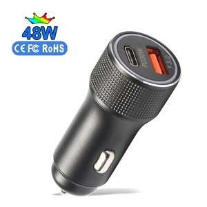 HNT 48W USB Car Charger USB Adapter QC3.0 Power Supply Fast Charging Type-C 2 Port Phone Charger Compatible Universal Socket
