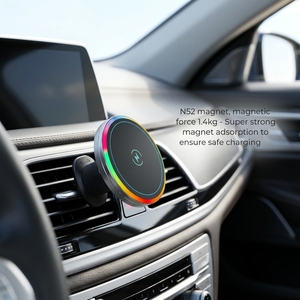 15W Fast Wireless Car Charger with RGB Light Magnetic Mount