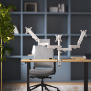 AUKI Full Motion Triple Monitor Arm White