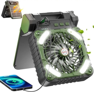 5200mah Outdoor Camping Solar Fan with Foldable Desk Phone Charger Floor Lamp