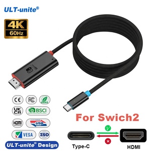 ULT-unite OEM Type-C to HDTV HDMI Cable 2m 4K 60Hz Braided Cable with 100w Fast Charging for Screen Mirroring Switch2 Rog Ally